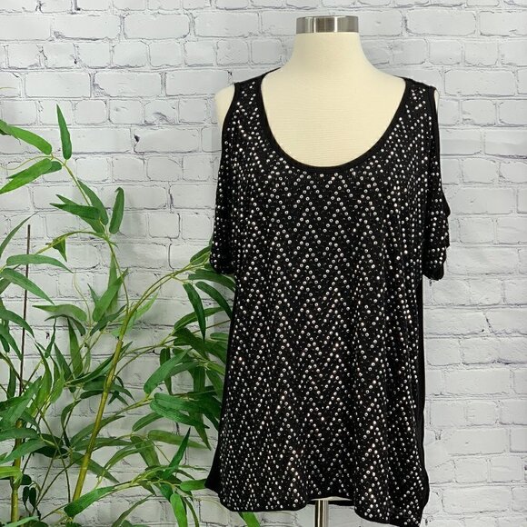 MICHAEL Michael Kors Tops - Michael Kors Black w/ Silver Studs Cold Shoulder